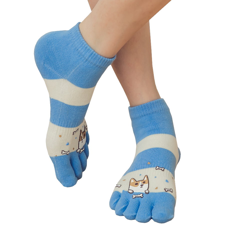 Women Cotton Anti-Odor & Bacterial Toes Socks - dog printed